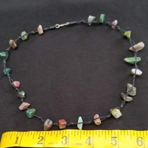 Black chord and stone necklace